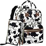 Tenot Diaper Bag Backpack for Women with Changing Pad, Baby Bag with Insulated Pockets Multifunctional Diaper Bags For Baby Girl Boy Waterproof Baby Bags For Boys Girls Maternity Bag Cow Print