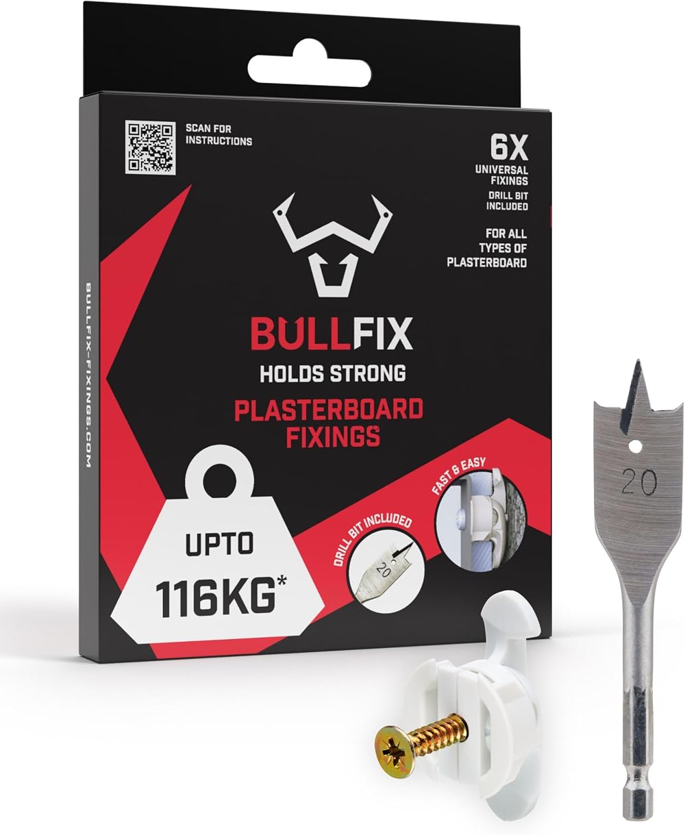 Bullfix Universal Plasterboard Fixings Heavy Duty 6 Pack 116kg Load