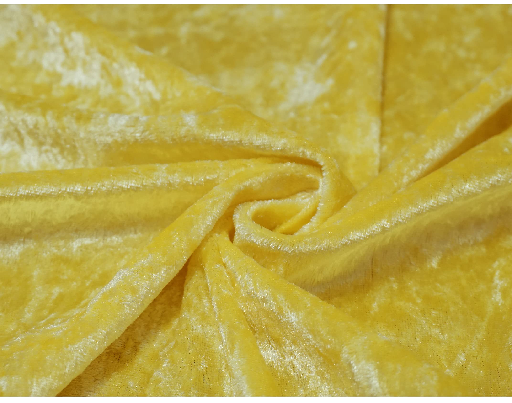 Crushed Velvet Fabric Craft Stretch Velour Material - Soft Furnishing & Craft Velour Fabric - 150cm Wide (Yellow, 500cm x 150cm (197" x 60"))