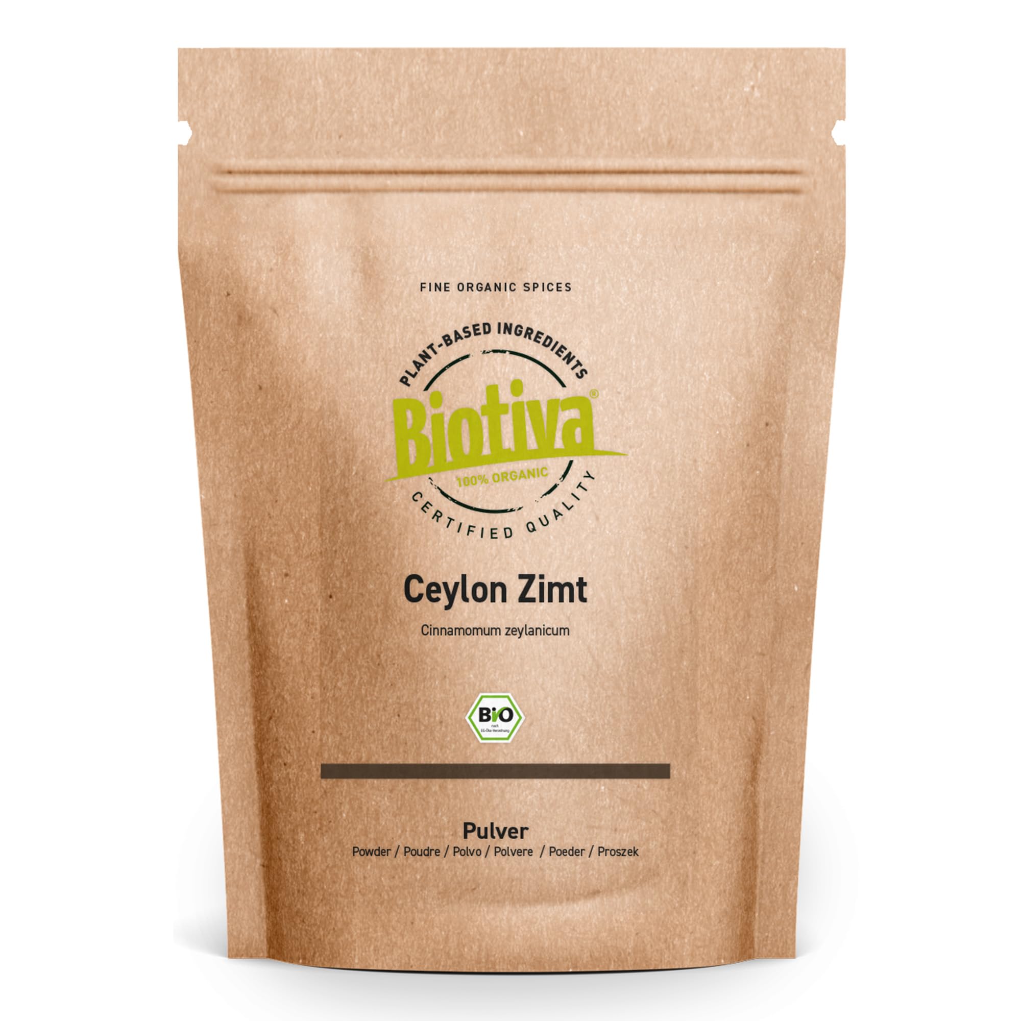 Biotiva Cinnamon Ceylon Powder Ground Organic 250g - 100% Organic Quality - Cinnamon Powder - Vegan - Without Added Sugar - Packed and Controlled in Germany (DE-ECO-005)