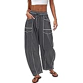 Nirovien Womens Barrel Sweatpants High Waisted Wide Leg Sweatpants Drawstring Lounge Baggy Pants Barrel Sweats