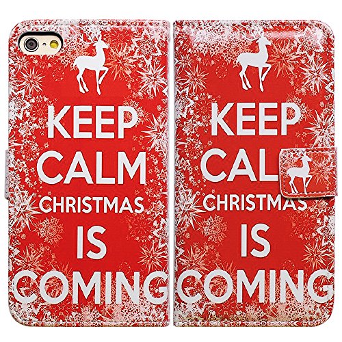Bfun Packing iPhone 8 Case, Bcov Christmas is Coming Card Slot Wallet Leather Cover Case For iPhone 8