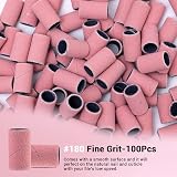 MelodySusie 100 Pcs Nail Drill Bits 180 Grit Sanding Bands Pink view 4