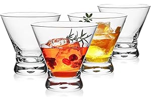 Martini Glasses Set of 4, 8oz Stemless Martini Cocktail Glasses for Margarita, Cosmopolitan, Manhattan, Home Bar, Gimlet, Pis