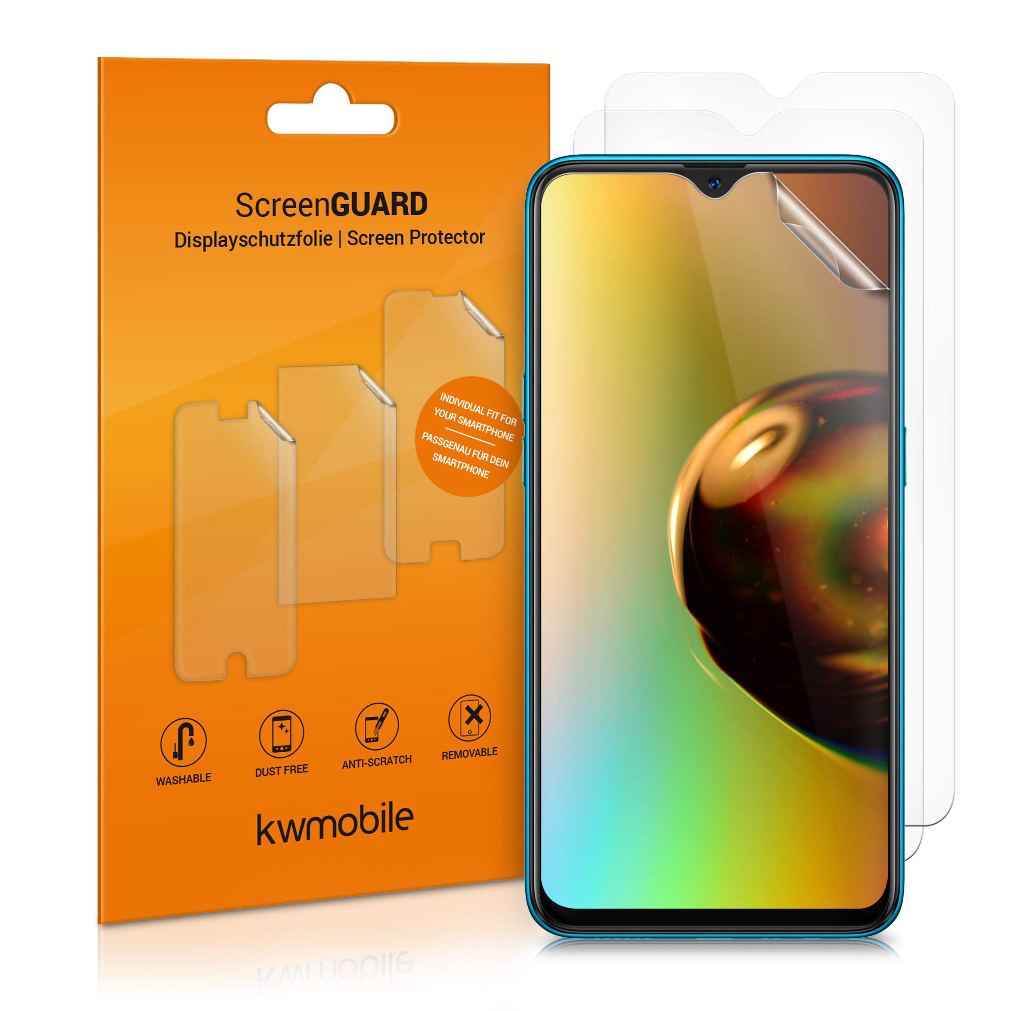 kwmobile Screen Protectors Compatible with Samsung Galaxy A12 Screen Protector - 3x Ultra-Clear Transparent Phone Films