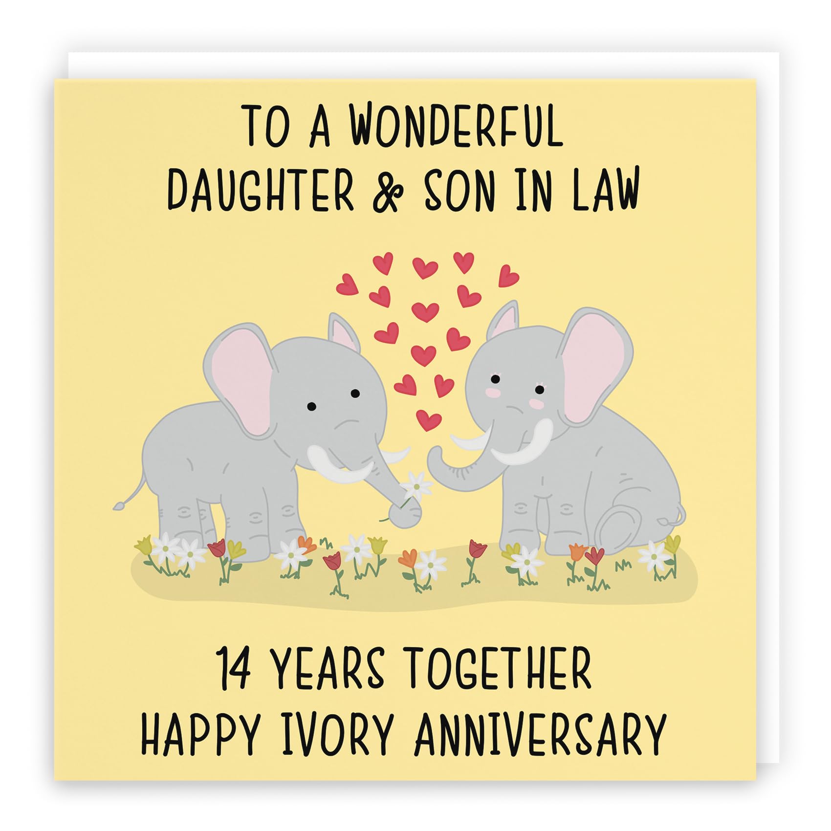 Hunts England - Daughter And Son In Law 14th Anniversary Card - To A Wonderful Daughter & Son In Law - 14 Years Together - Happy Ivory Anniversary - Iconic Collection — image 1