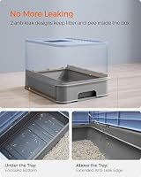 Feandrea Hidden Cat Litter Box with Hood Slide-Out Tray Pale Blue view 4