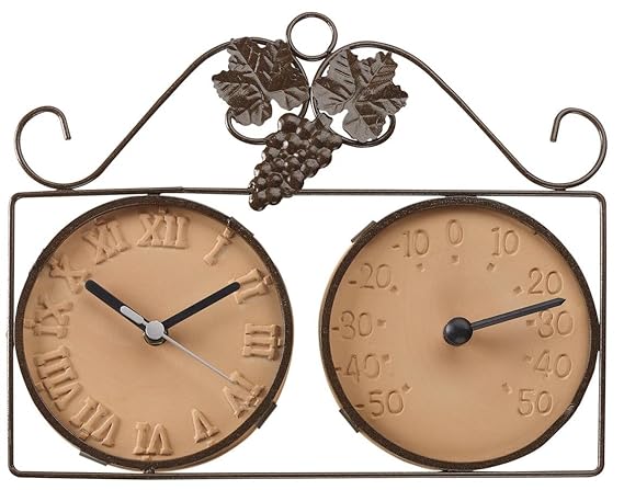 Antique Effect Outdoor Garden Wall Clock & Thermometer: Amazon.co.uk