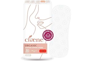 Claene Organic Cotton Panty Liners, Unscented, Thin, Cruelty-Free, Daily, Breathable Organic Panty Liners for Women, Light Incontinence, Natural Pantyliners, Vegan Menstrual (Long, 50 Count)