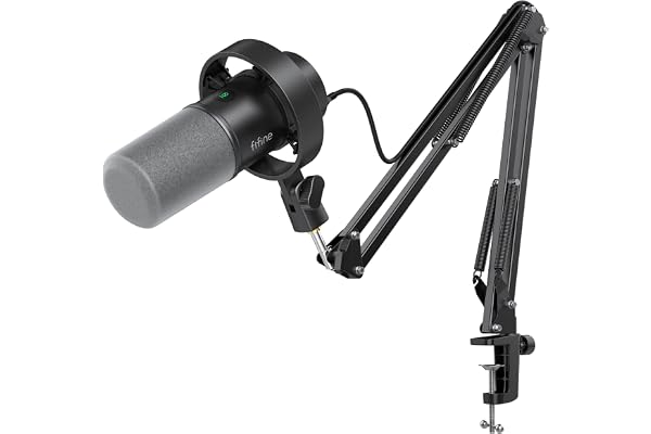 FIFINE Dynamic Microphone with Boom Arm Bundle, XLR/USB Podcast Recording Microphone Kit, Vocal Microphone for Streaming Voic