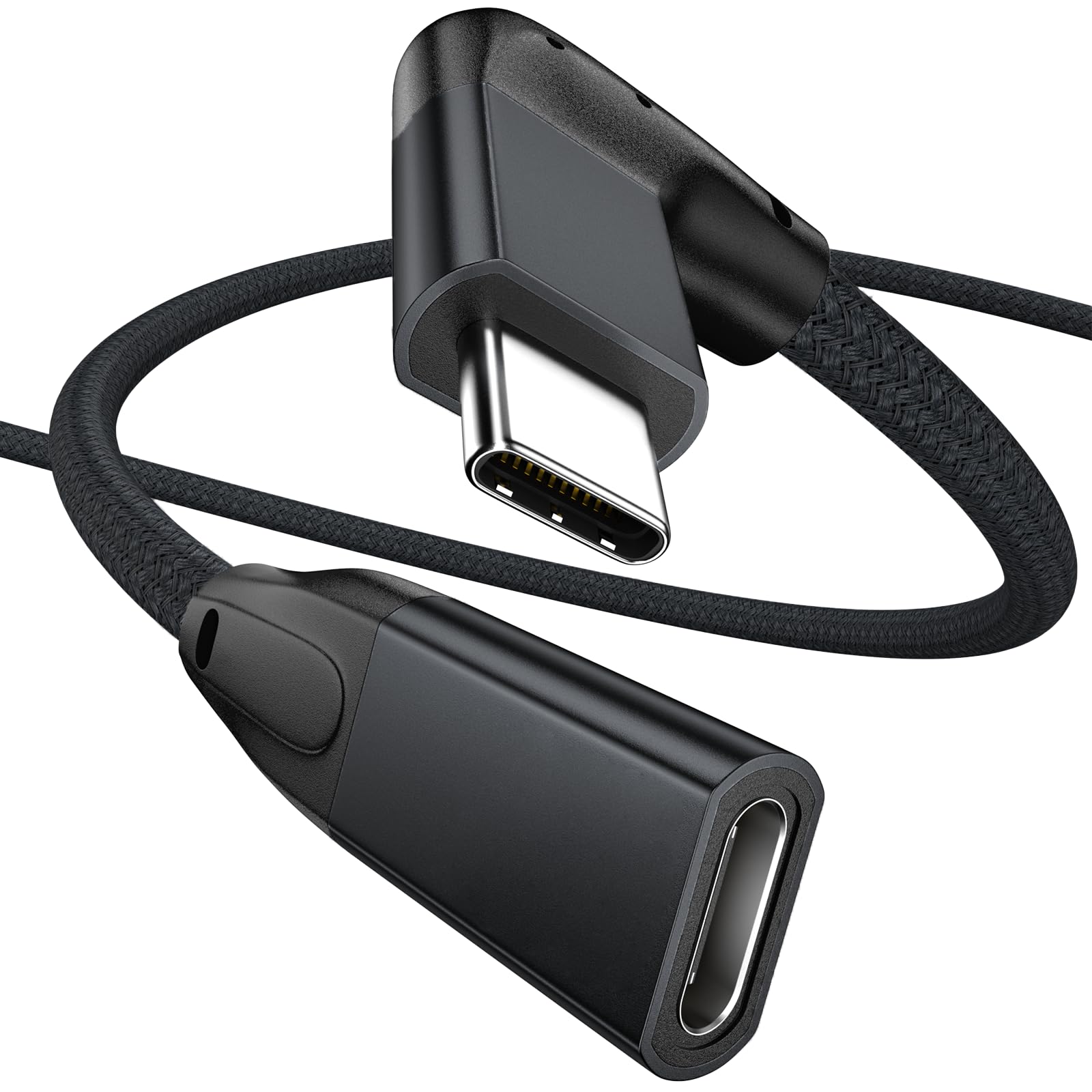UseBean Right Angle USB C Extension Cable 1m, 90 Degree Type C 3.1 Gen2 10Gbps Male to Female 4K Video Extender Short Cord,L-Shape Lead for MacBook,iPad Pro,Nintendo Switch,Galaxy S24 S23 S22