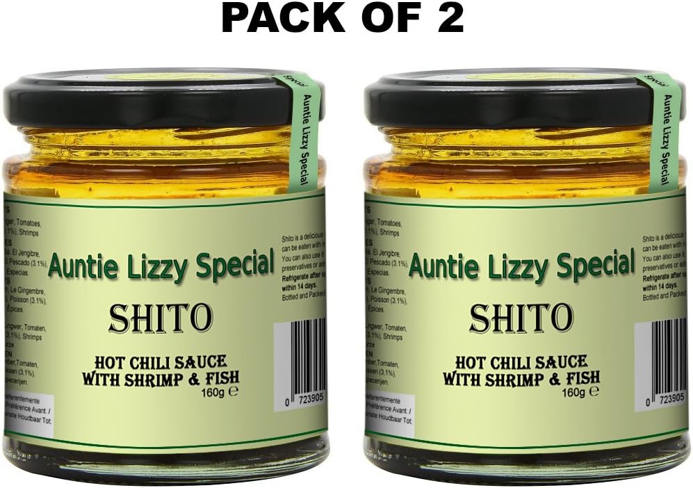 Shito Black Pepper, Ghanaian Spicy Chilli Sauce with Fish & Shrimp (HOT) (Pack of 2) 160 g