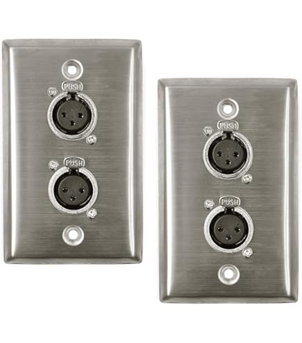 Seismic Audio Speakers Dual XLR Female Connectors Stainless Steel Wall