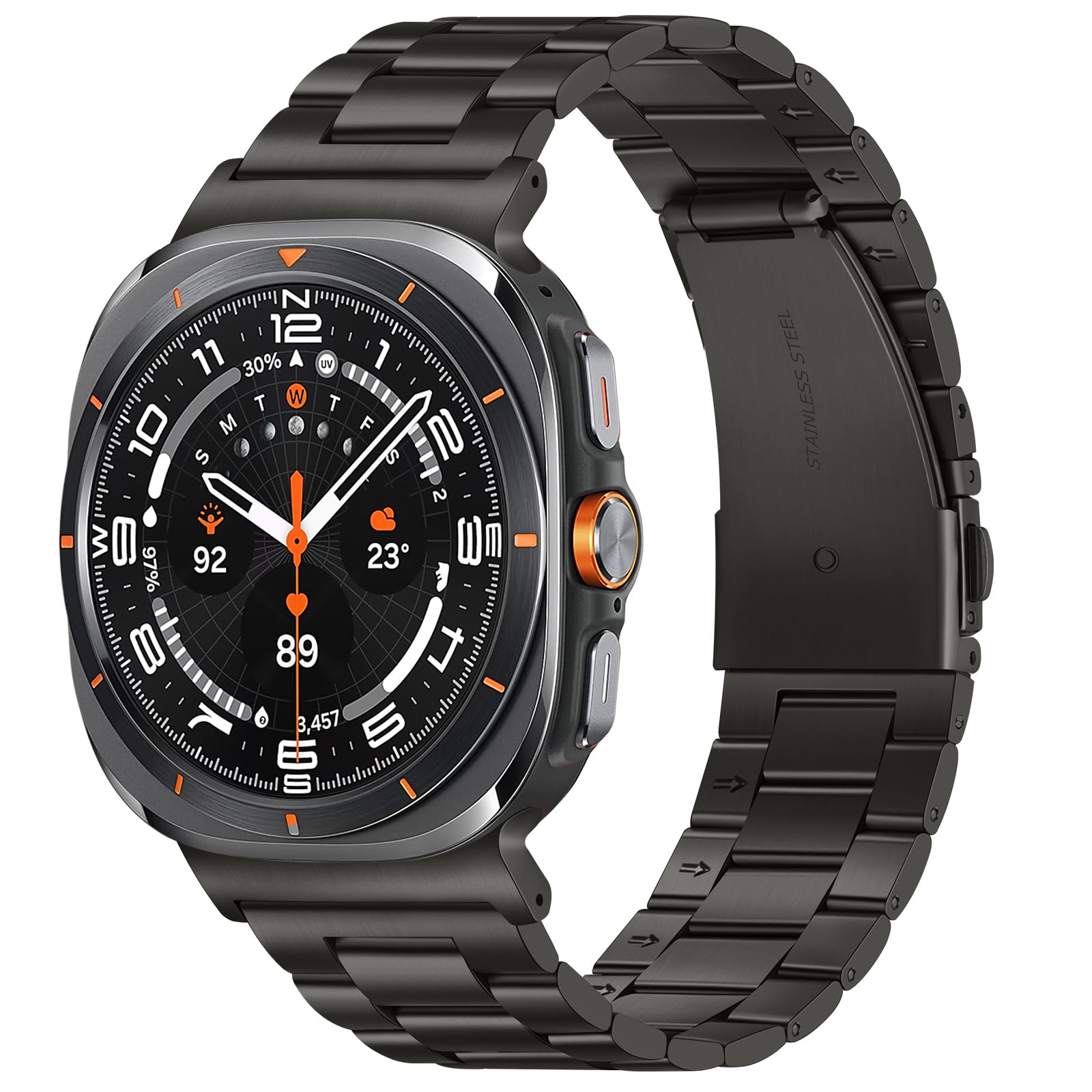 Suphart Metal Bands Compatible with Samsung Galaxy Watch Ultra Band (2025/2024) 47mm, No Gap Stainless Steel Strap for Women and Men, Graphite