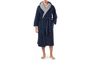 DAVID ARCHY Men's Hooded Robe Soft Coral Fleece Microfiber Bathrobe