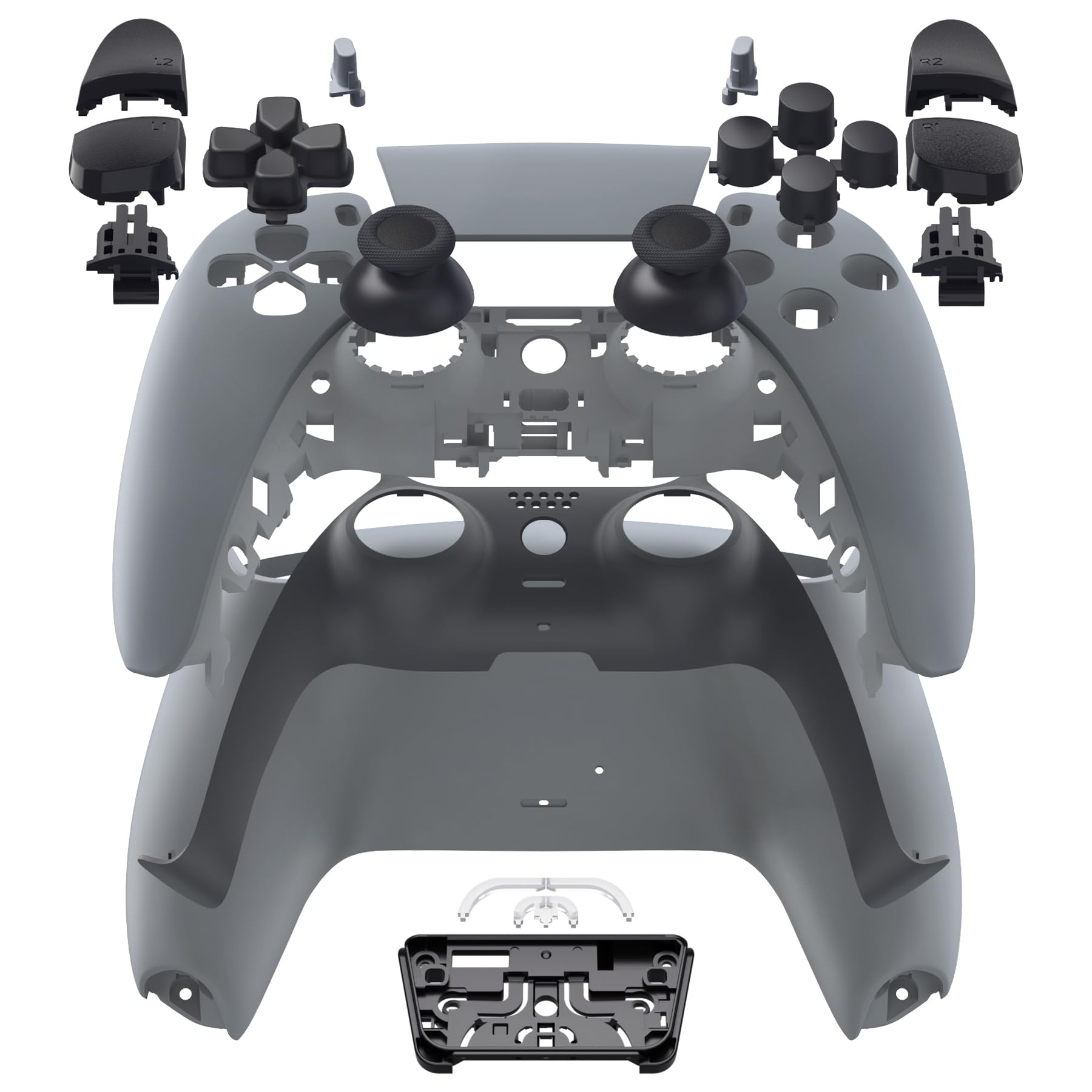 eXtremeRate Full Set Shell with Buttons Touchpad Cover, New Hope Gray Custom Replacement Decorative Trim Shell Front Back Plates Compatible with p s 5 Controller BDM-030 BDM-040 BDM-050
