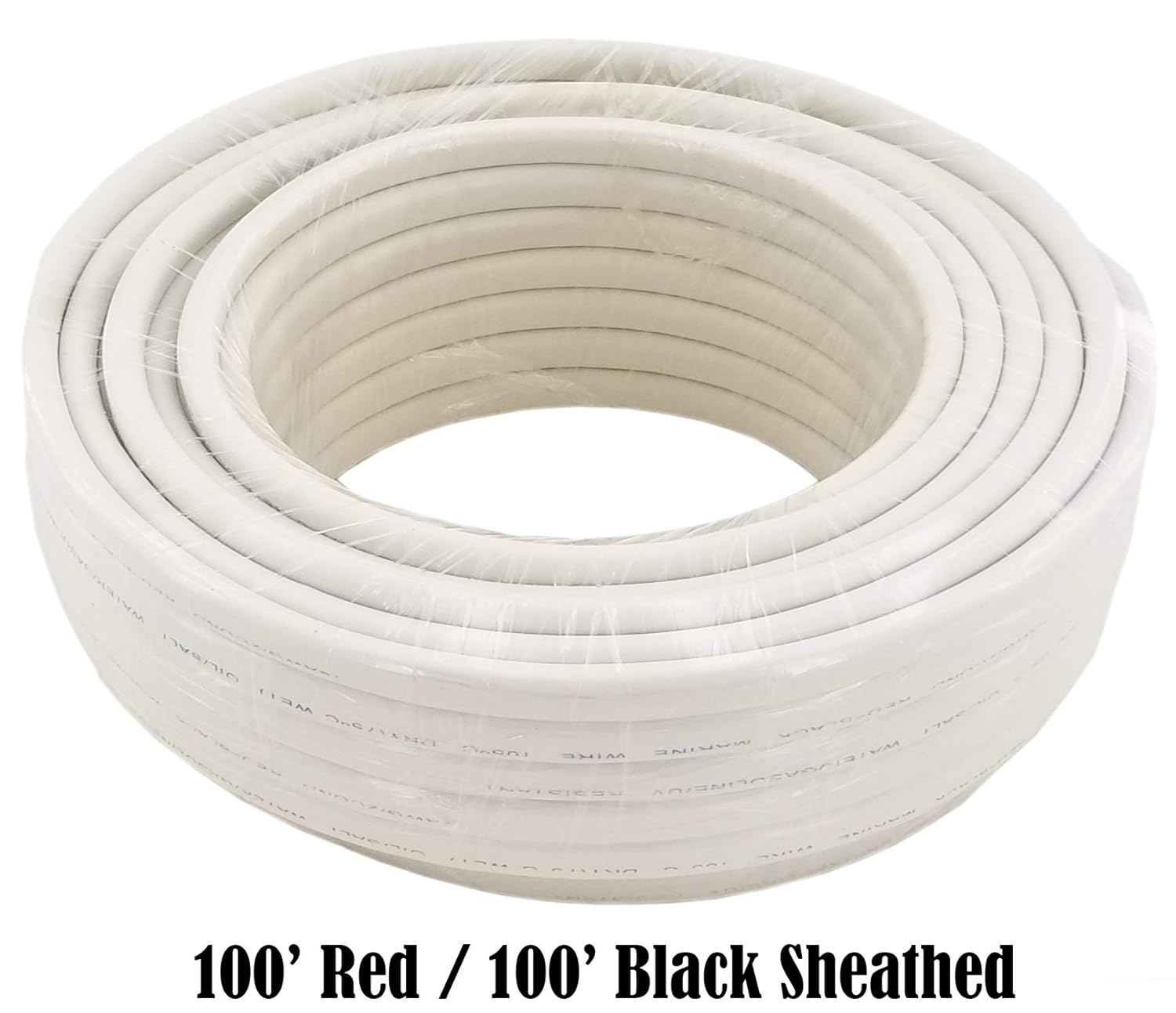 14 Gauge (American Wire Ga) Tinned Pure Copper Red Black Duplex Sheathed Marine Boat Wire. | Cable Length: 100 FT (Also Available in 50 FT roll) - - 