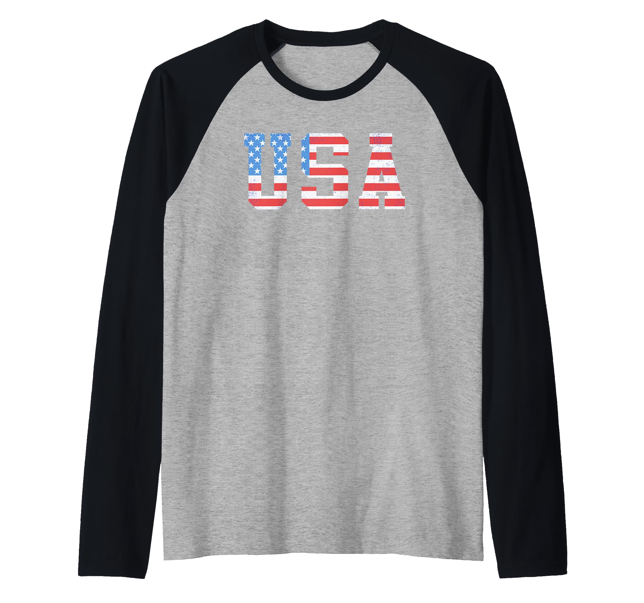 USA Patriotic Abbreviation Raglan Baseball Tee