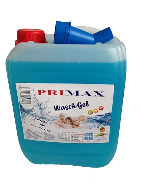 2 x 10 Liter Primax Flüssigwaschmittel mit Arielladuft, Microfasertuch und praktischem Ausgießer