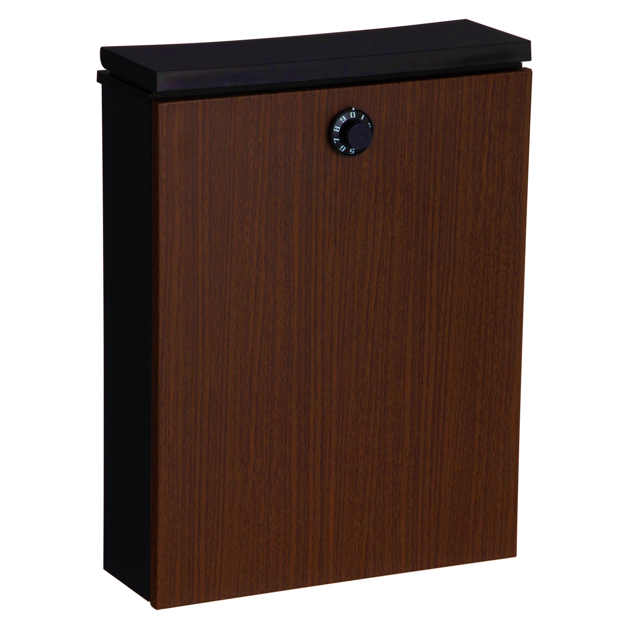 グリーンライフ ポスト 壁掛け スチール製 メール便対応・A4封筒(角形2号)対応 ダイヤル錠 シンプル おしゃれ 木目調 マットブラック FHDM-01D(MBK)商品画像