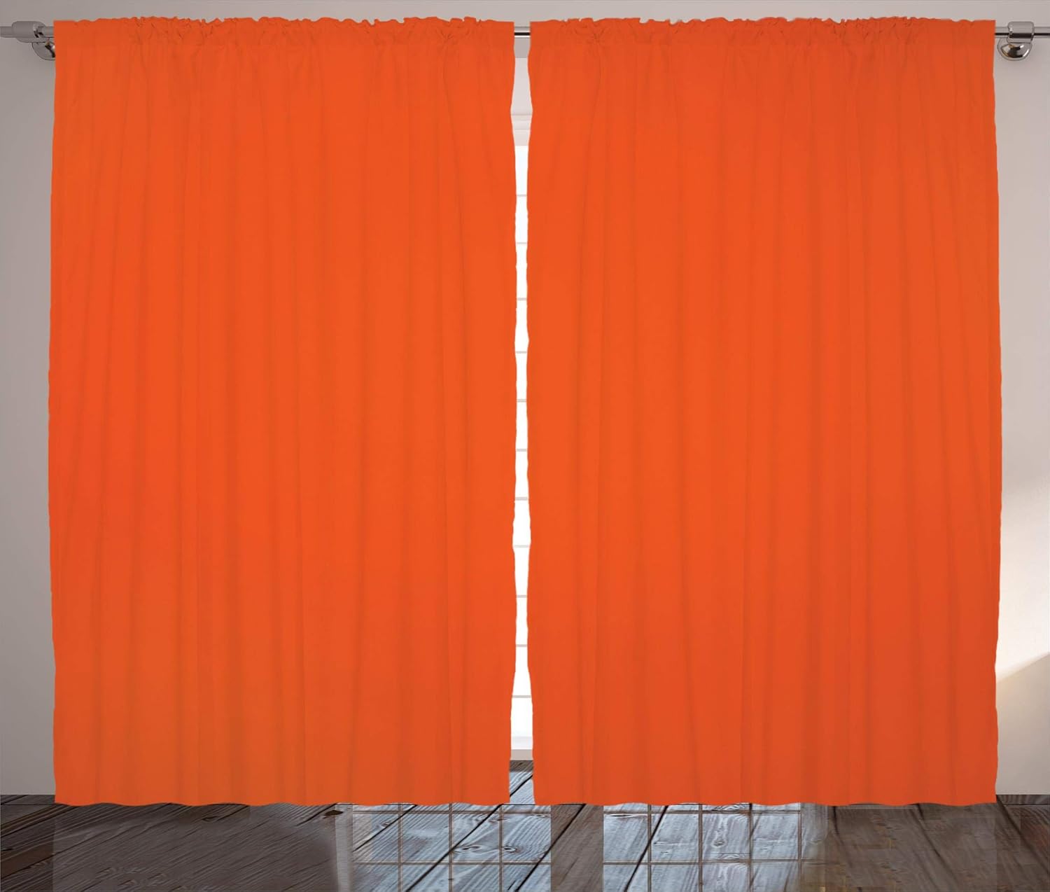 Ambesonne Orange Curtains, Plain Background Illustration