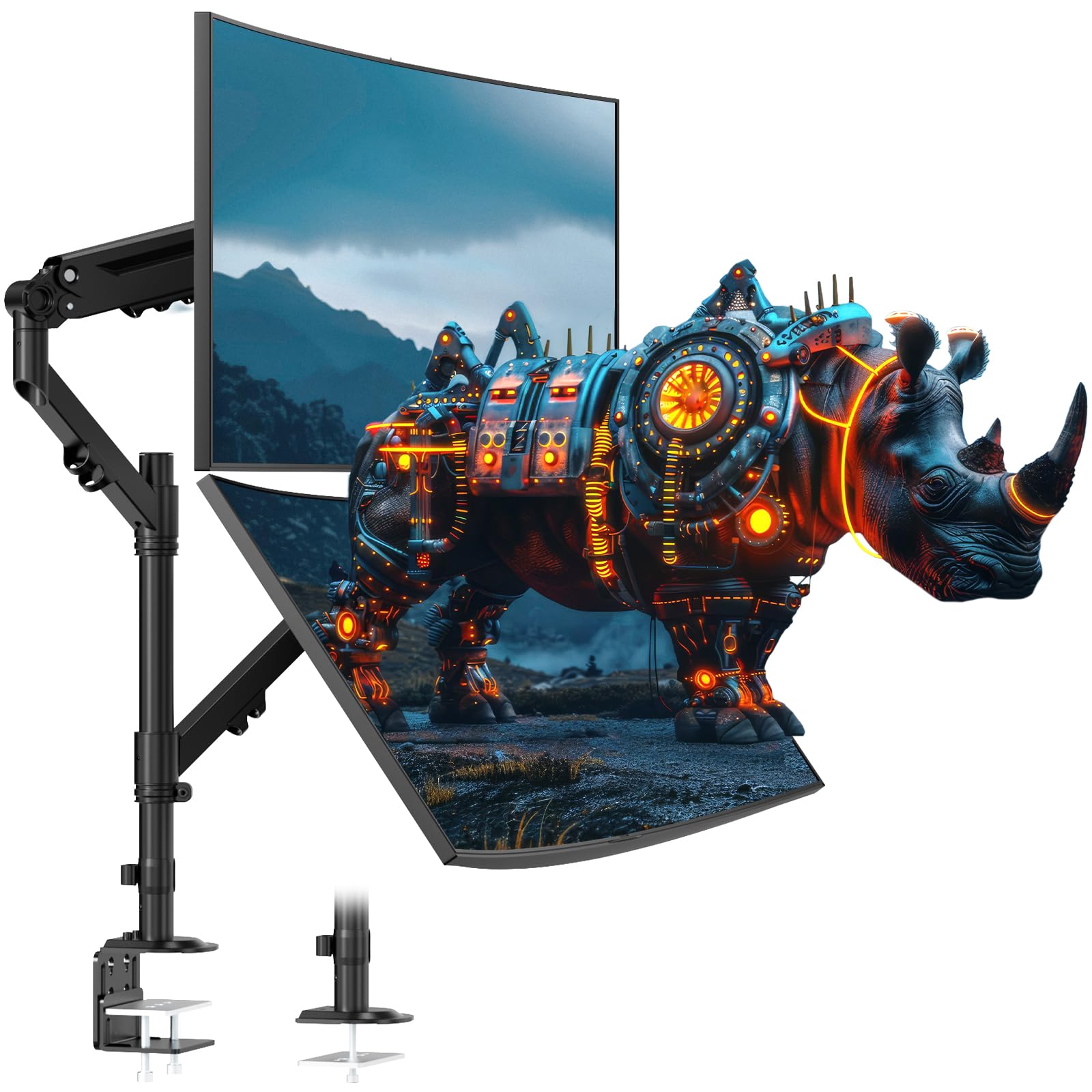 Photo 1 of STANDOPIA Dual Monitor Mount for 17 to 40 inches, Holds up to 26.4 lbs, Monitor Desk Arms for 2 Monitors Vertical/Parallel Placement, with Clamp/Grommet Base, VESA Mount 75/100 mm