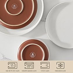 MALACASA Plates and Bowls Sets, 12 Pieces Modern