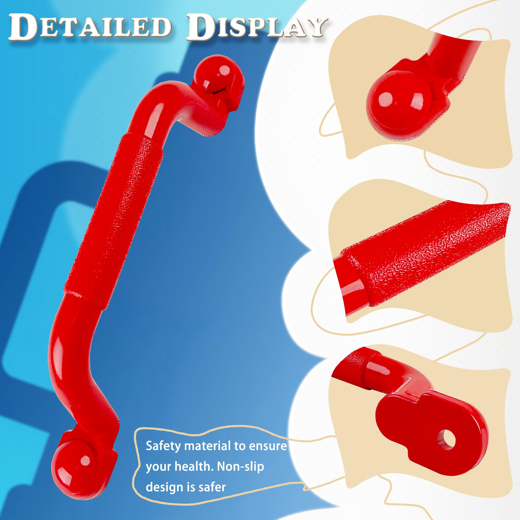 KINSPORY 10.6'' Climbing Handles, 4pc Playground Safety Handles Set, Kids Hand Grips for Swing Set, Play House, Frame