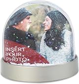 Adventa Snow Dome with Metallic Grey Base Photo Globe view 3