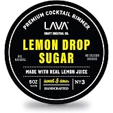 LAVA Premium Lemon Drop Sugar Cocktail Rimmer, All Natural Rimmer Sugar, Sweet &amp; Sour, Real Lemons, Pure Cane Sugar, No Silicon Dioxide, with Easy Screw-On Lid - 5oz