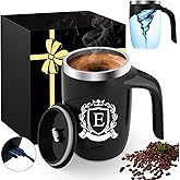 Initial Magnetic Stirring Coffee Mug Stainless Travel Cup Men Husband Anniversary for Him 1 2 3 5 6 7 8 10 14 20 25 40 50 60 Year Gifts Cotton Copper Ivory Bronze Leather Iron Aluminum Paper First,E