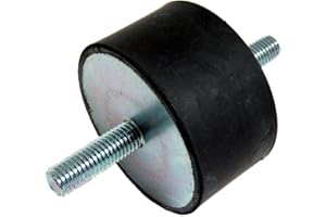 JW Winco 351.1-51-41-3/8-55 Series GN 351.1 Rubber Cylindrical Vibration Isolation Mount with 2 Threaded Studs, Inch Size, 2.00" Diameter, 1.63" Height, 3/8-16 Thread