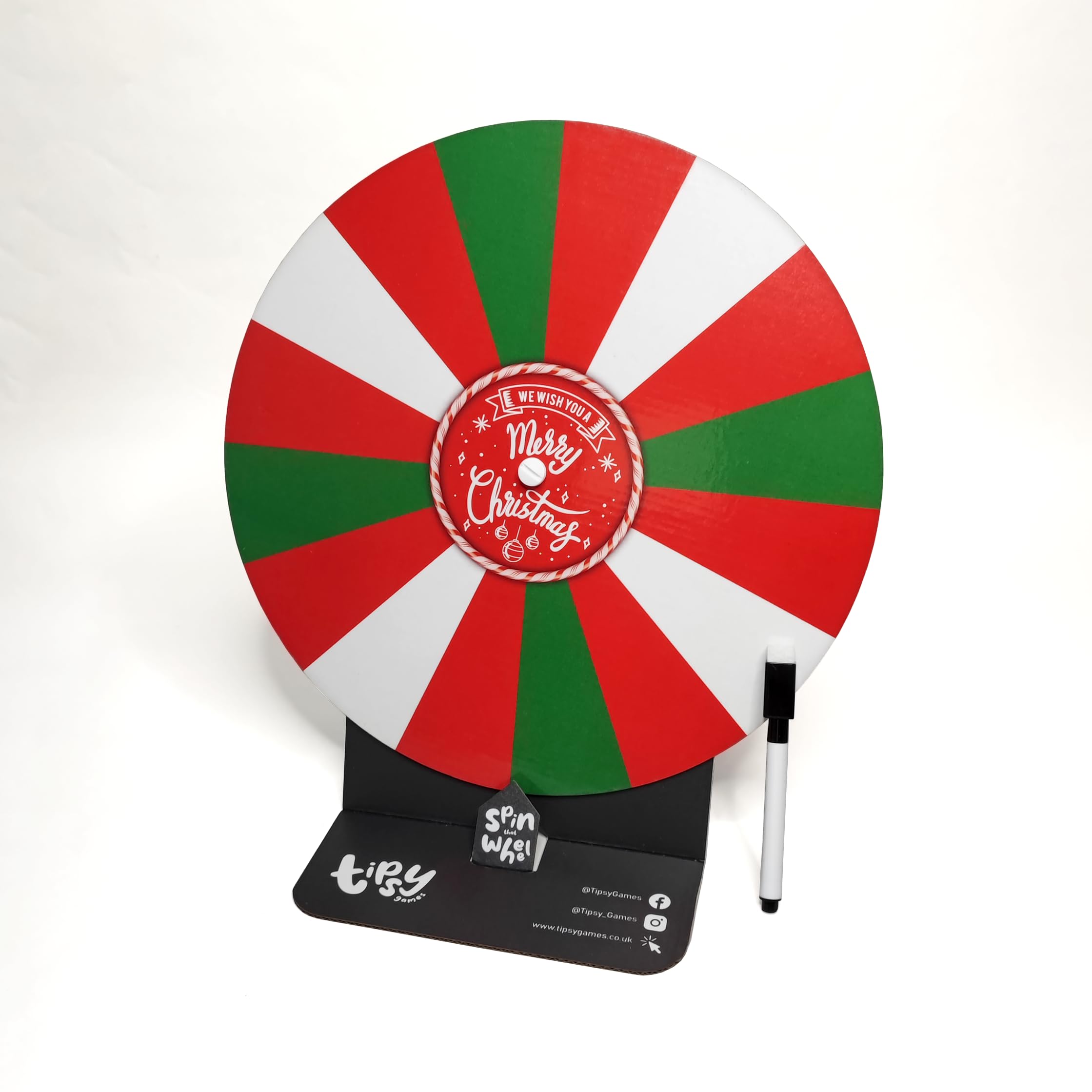 Customisable Christmas Spinning Wheel - Interactive Holiday Party Game - Dry Wipe