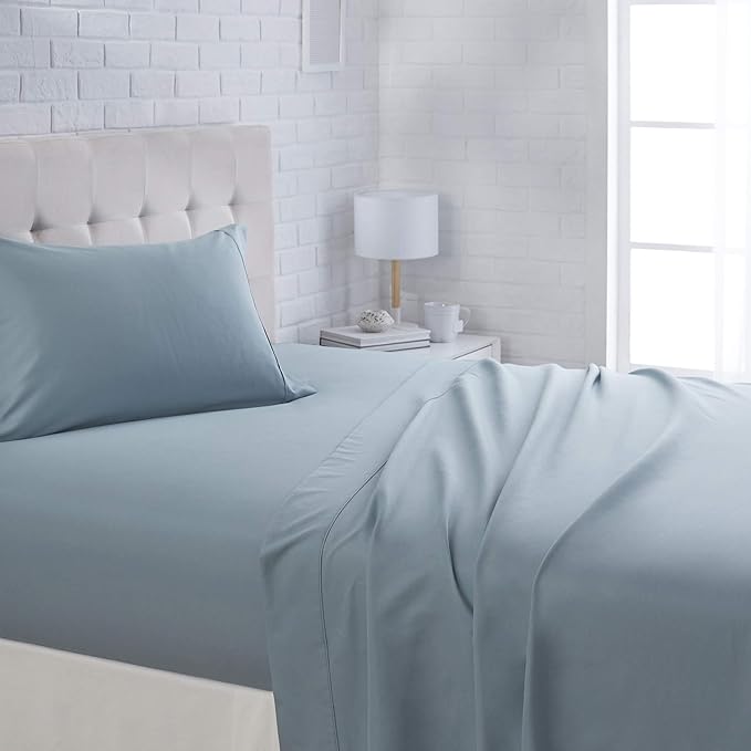 AmazonBasics LightWeight Microfiber Sheet Set Twin XL, Spa Blue