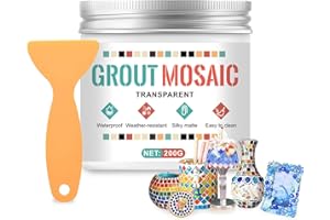 WANJAO 200g Mosaic Grout for Crafts, Glitter Grout Sanded Grouting for Mosaic Tiles with Scraper Easy to Apply for Handmade Grouting and DIY Craft Projects Transparent Crystal Sanded