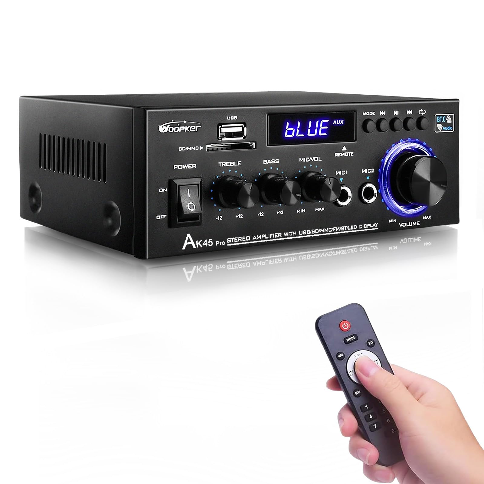 Amplificatore Bluetooth 5.0 Amplificatore Mini Stereo 5.0 - 50W+50W, Ingressi USB E Bluetooth Amplificatore Stereo - 5