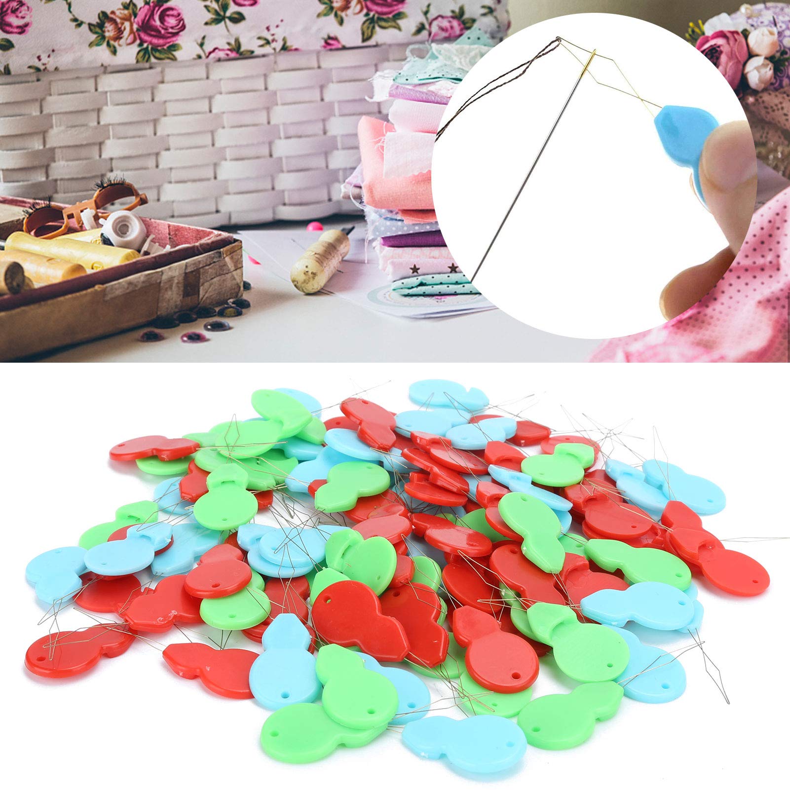 100Pcs Needle Threader, Plastic Plastic Needle Threader, Strong Brass Plated Steel Wire, Sewing Needle Threader, for Hand and Machine Sewing Crafting