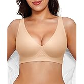 Popilush Wireless Bras Women Seamless No Underwire Push Up Bra Supportive Deep V Bralette Everyday Comfortable T-Shirt Bra