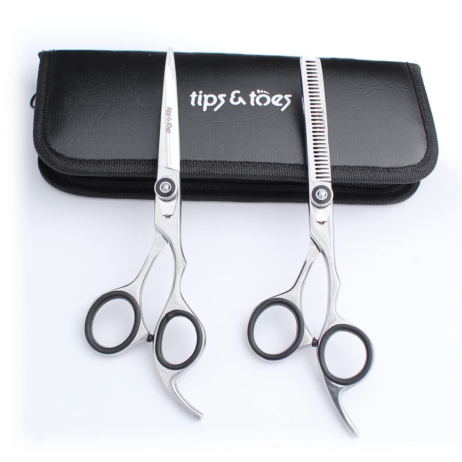 Hairdressing Scissors Set | 6.5" Hair Scissors Kit for Men, Women, and Children | Stainless Steel Hair Cutting Scissor & Hair Thinning Scissor for Barbers and Hairstylists (Silver)