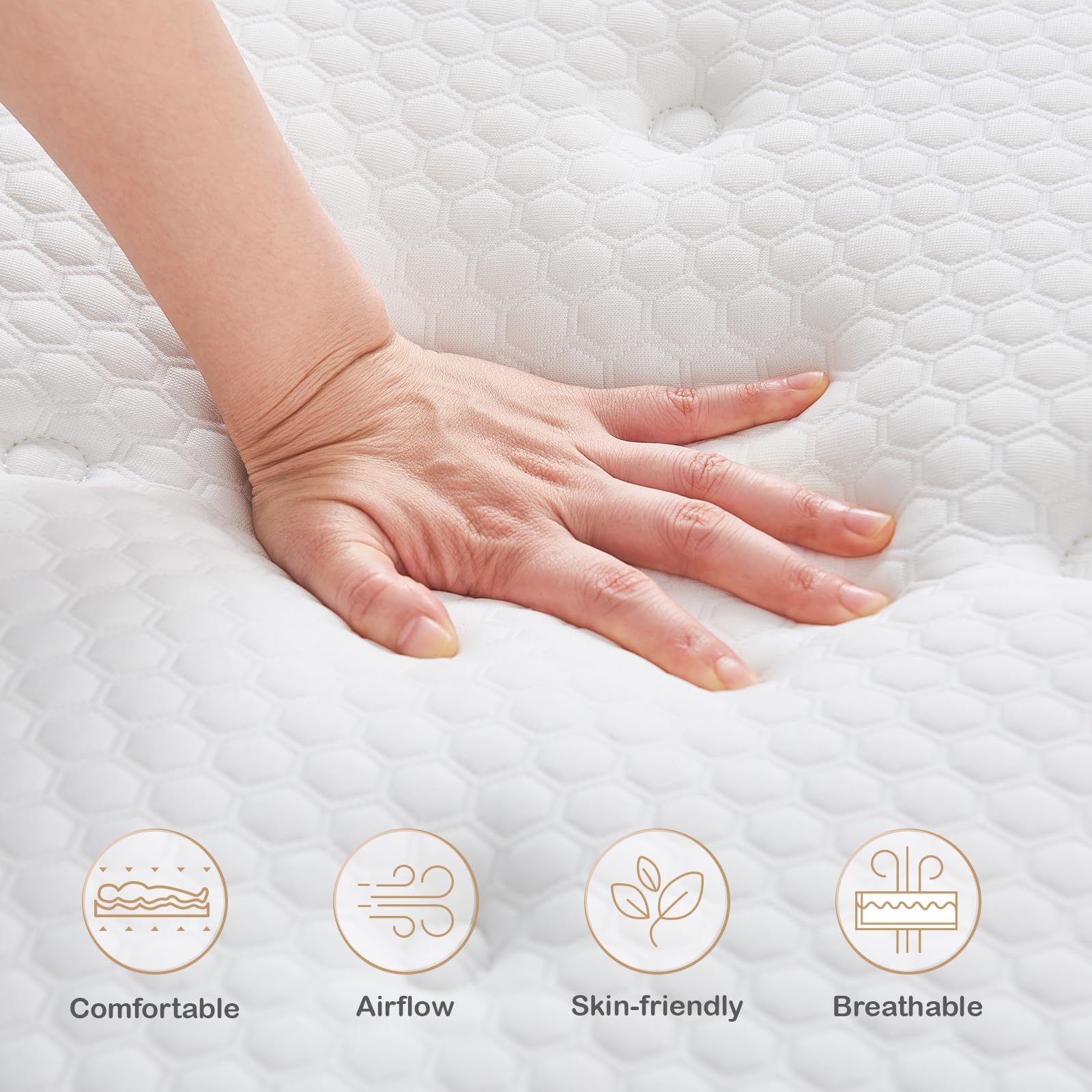 Hiepunos Double Mattress,10.2 INCH Hybrid Memory Foam and Individually Pocket Spring,4FT6 Double Bed Mattress Medium Firm,Ergonomic Pressure Reducing,Improve Sleeping(135x190x26cm)