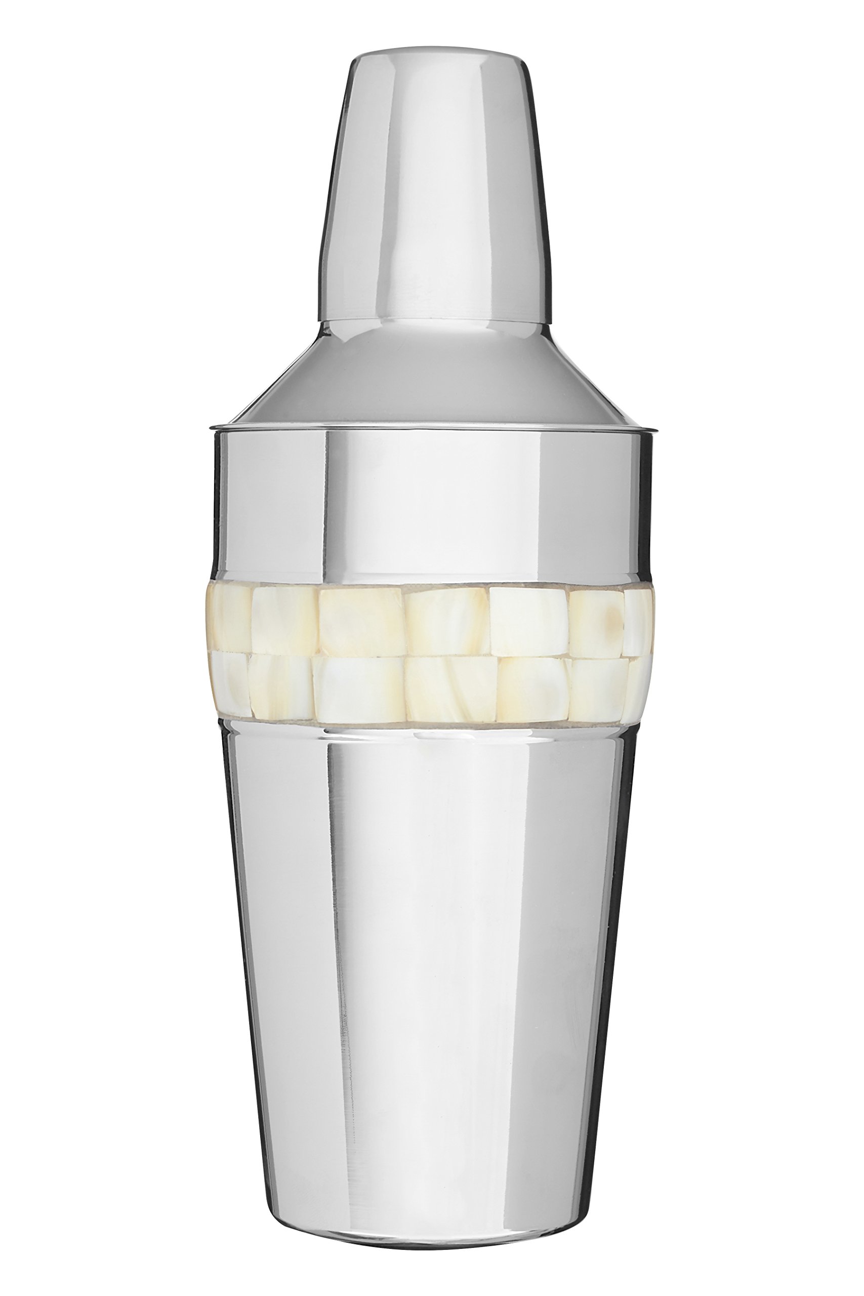 Premier Housewares 507577 Cocktail Shaker with Mother of Pearl Inlay Design, Silver, 10 x 10 x 26 cm