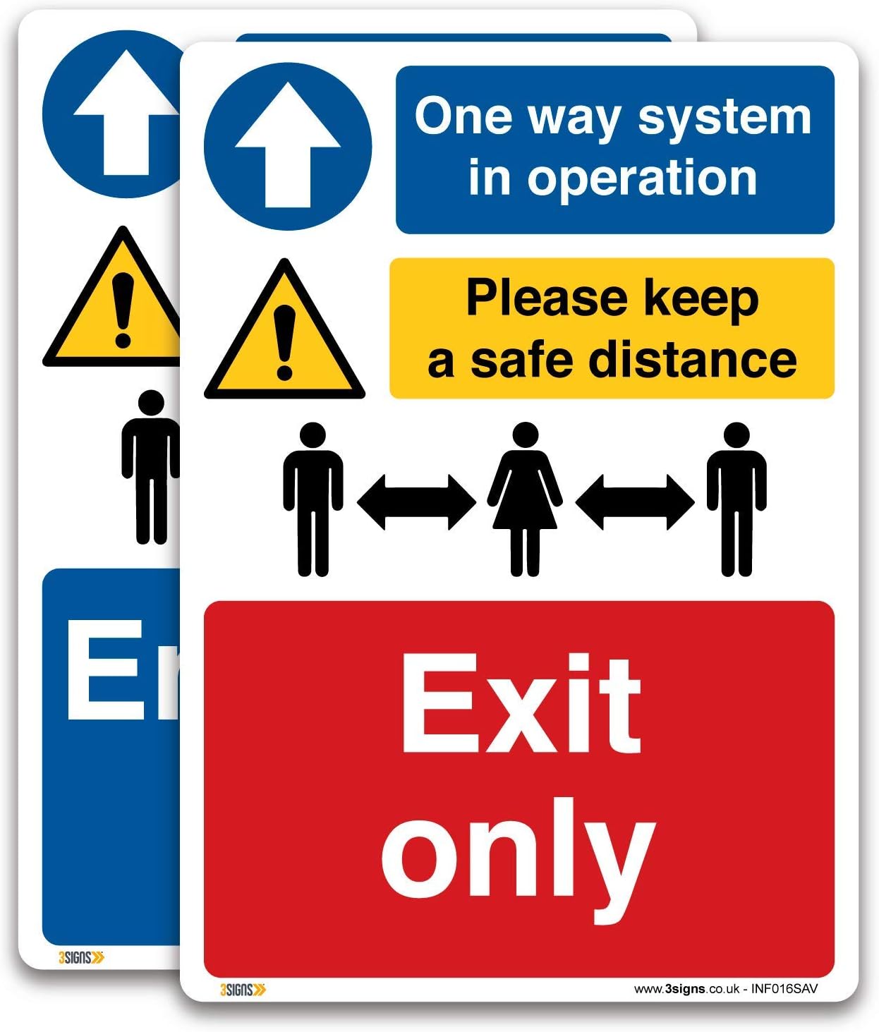 Branded, One way system in operation Sign, Social distancing, Self-adhesive Vinyl Sticker
