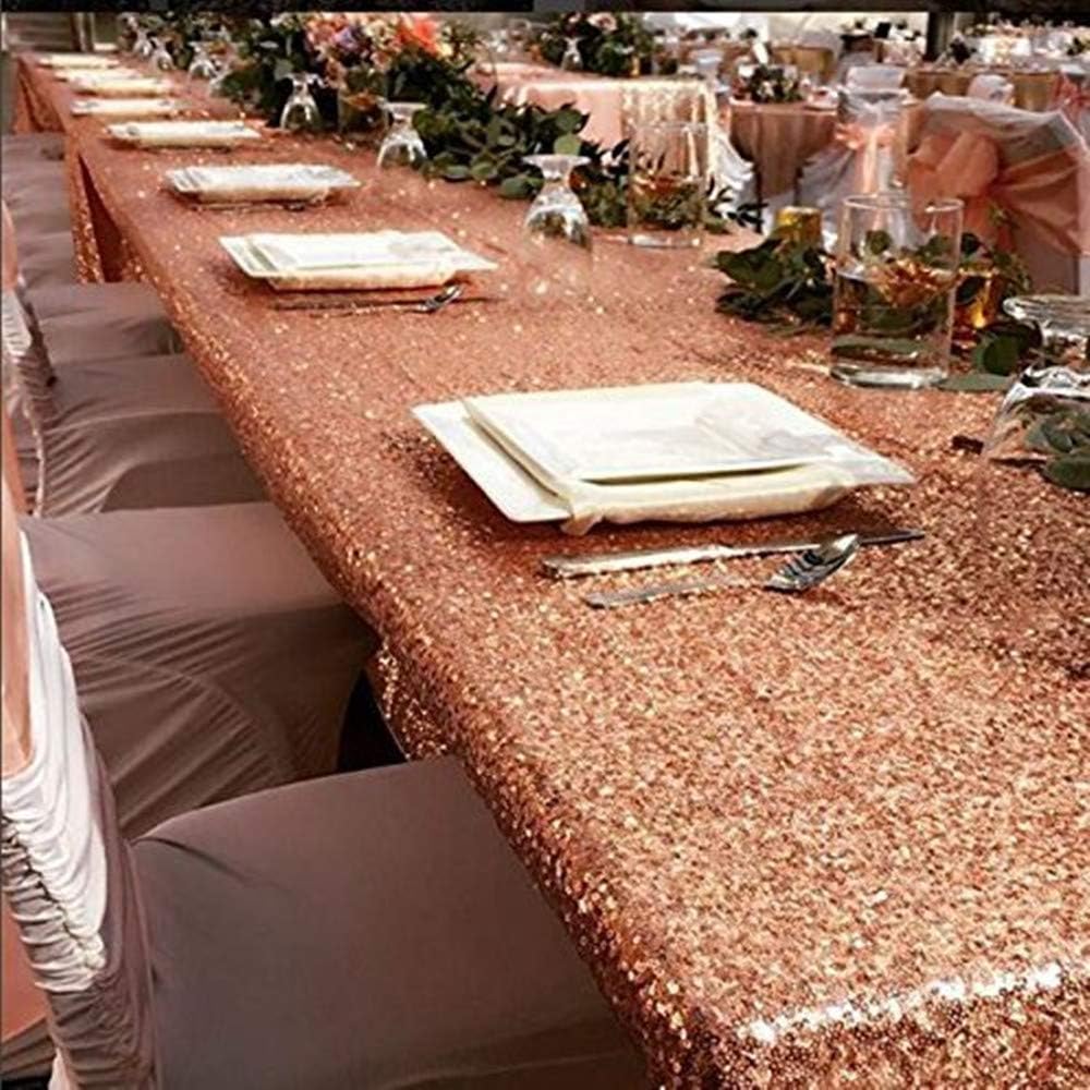 B-COOL 50X50inches Square Rose Gold Sequin Tablecloth Sparkly Sequin Table Linens Glitter Tablecloth Wedding Sequin Tablecloth: Kitchen & Dining