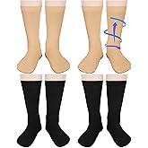 Tisancy 4 Pairs Kids Compression Socks 15-20 mmHg Knee Length Compression Stockings Travel Socks for Kids Childrens