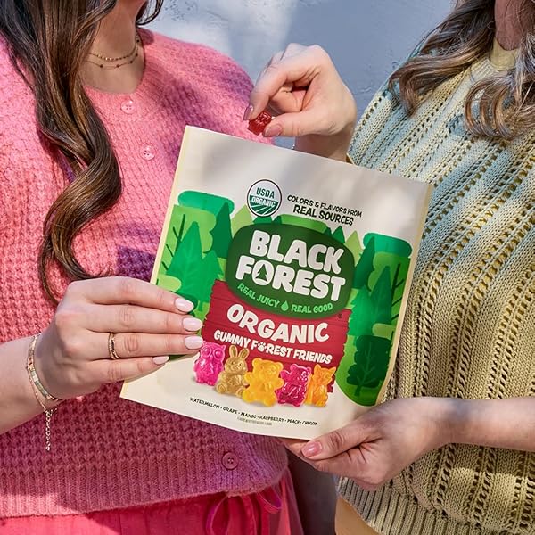 BLACK FOREST ORGANIC GUMMY FOREST FRIENDS CANDY, MADE WITH REAL FRUIT JUICE, COLORS AND FLAVORS FROM NATURAL SOURCES, GLUTEN FREE AND FAT FREE, 18OZ RESEALABLE BAG