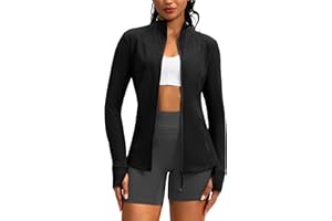 JARVANV Women's Workout Jackets with 4 Pockets Zip Up Slim Fit Soft Fall Jacket for Yoga Running Athletic