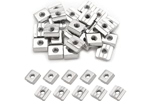 Qjaiune 25Pcs M6 Slide in T Nut 3030 Aluminum Extrusion T Nuts, M6 Sliding T Nuts Tee Slot Nuts for 3D Printer, CNC Router, 3030 Series Aluminum Extrusion Profile with Slot 8mm