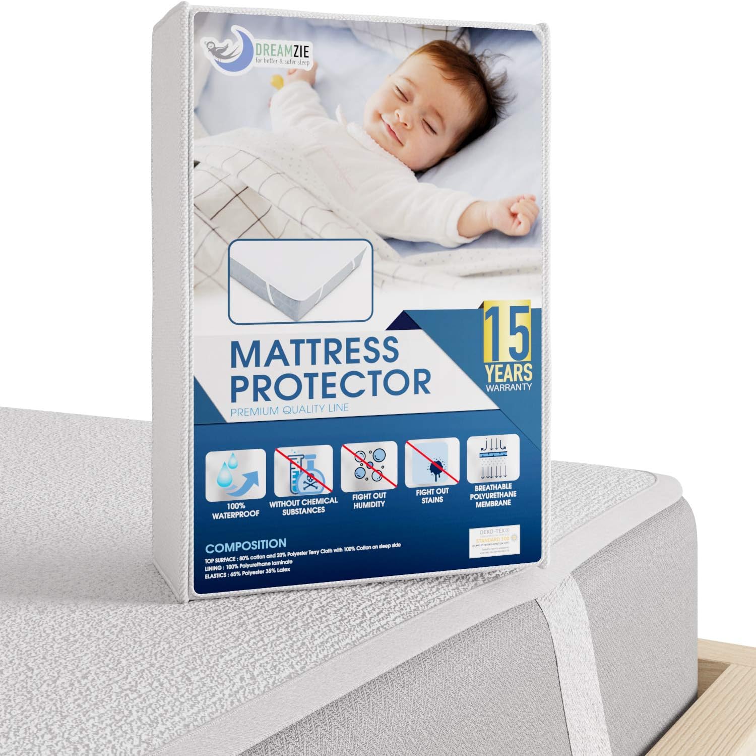 Protège-matelas Imperméable HOMEROKK PARIS - 140x190 Cm - Anti-acariens, Certifié Oeko-Tex - Lavable Machine