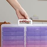 Novelinks 4x6 Photo Organizer Box with Handle, 16 Inner Cases, Pink Purple view 3