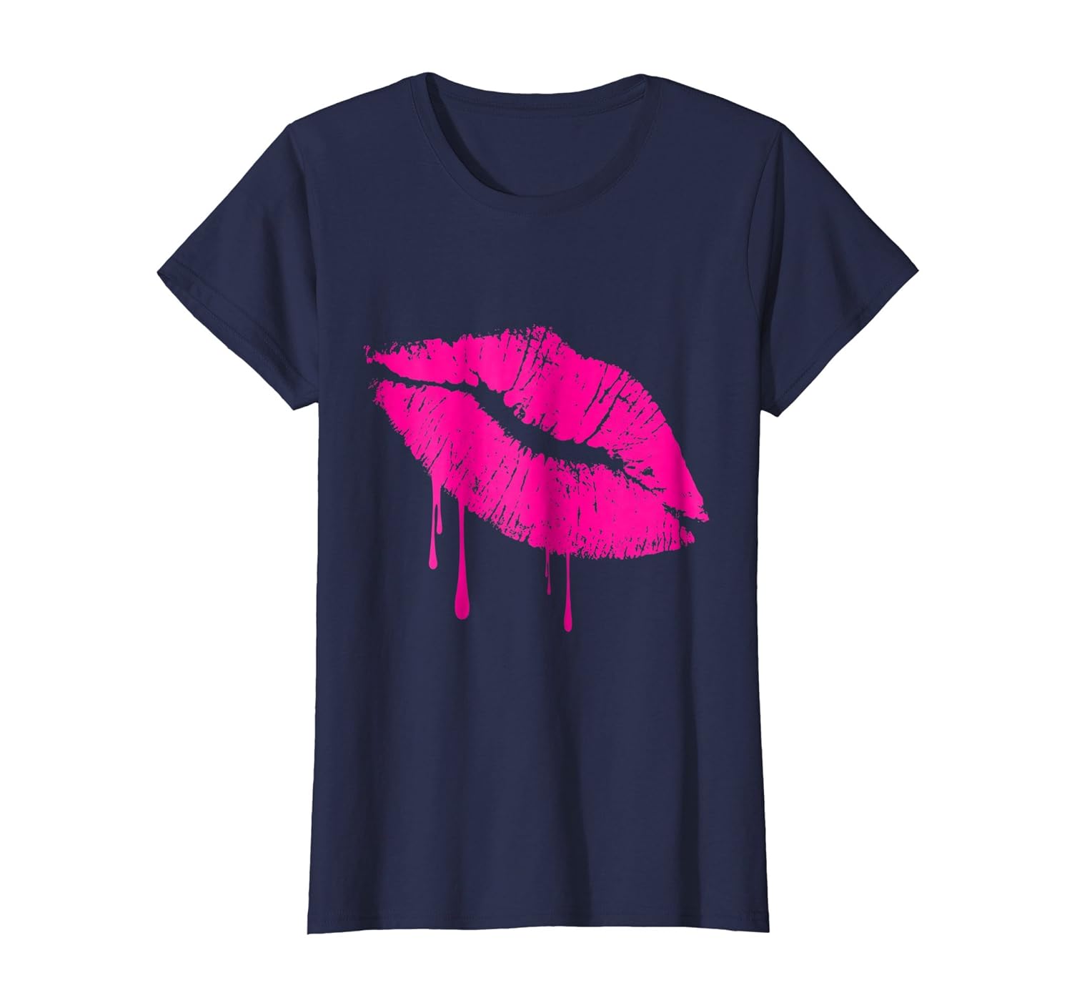 Hot Pink Lips Kiss Neon 80s Lipstick Party TShirt Drip 1981